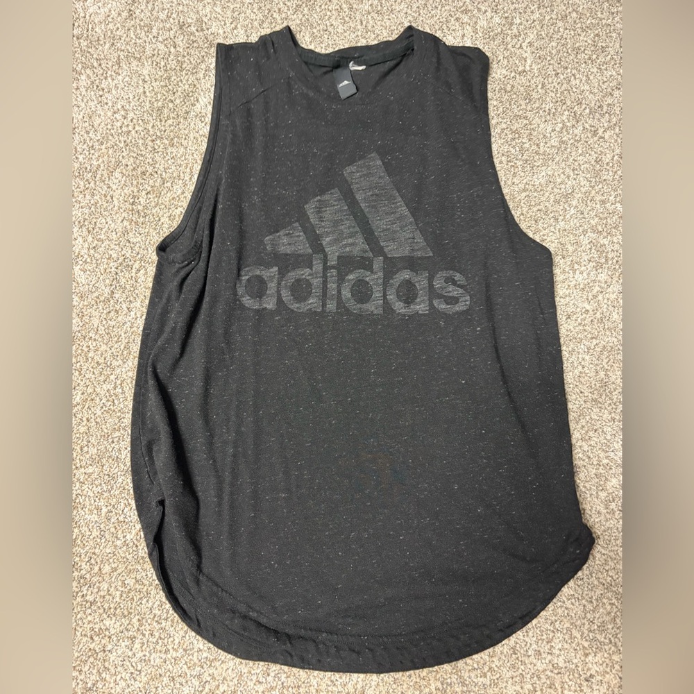 adidas Black Logo Sleeveless Muscle Tee